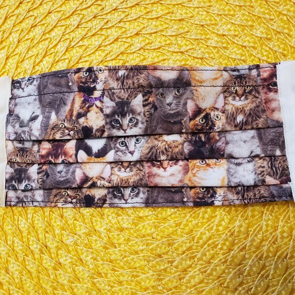 Triple Layer Handmade Face Mask - Fun Kitten Faces - Picture 15 of 16